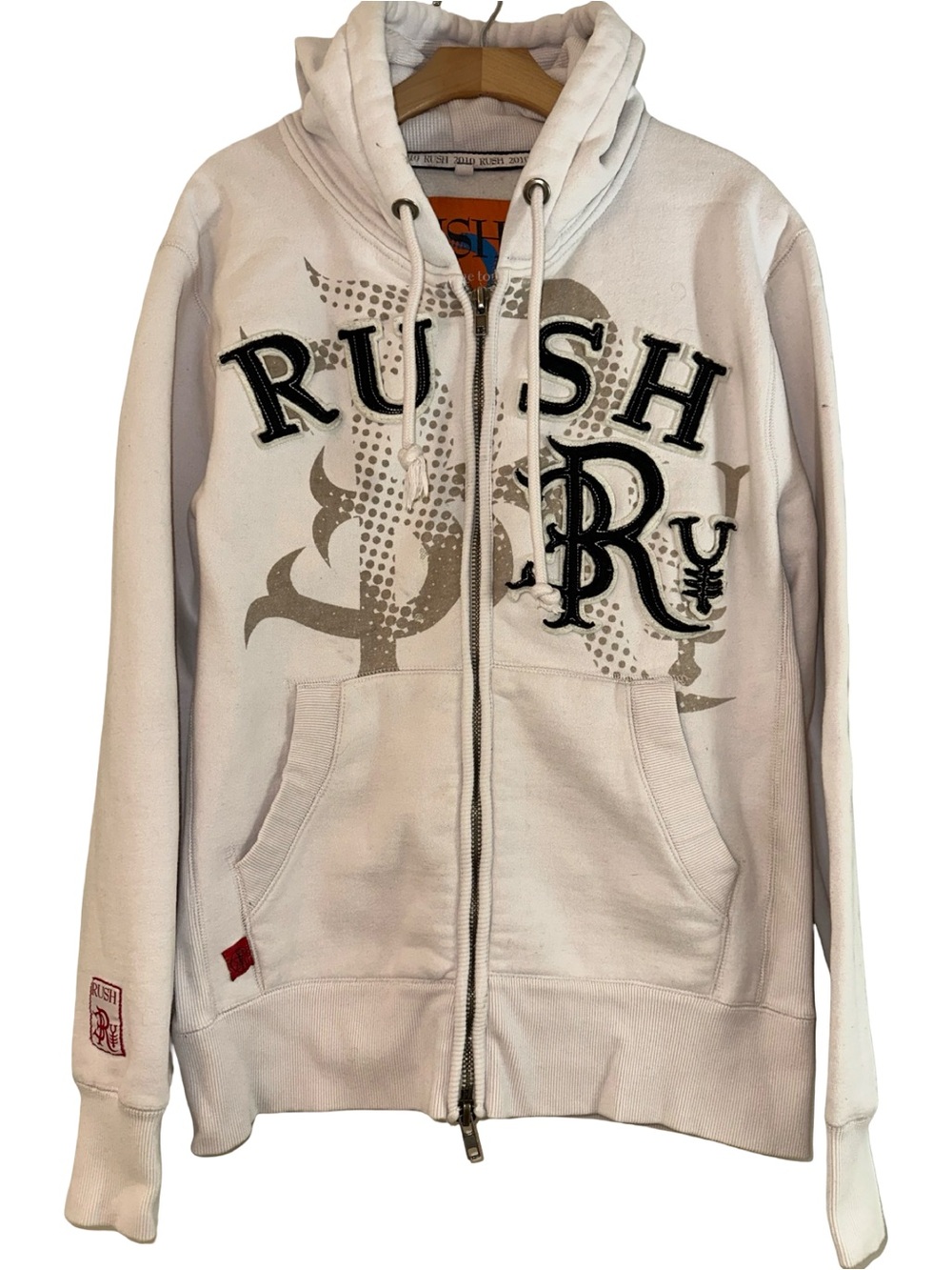 Rush Men’s Size L Cream Official 2010 USA Canada  Time machine Tour Sweatshirt